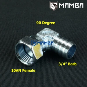 MAMBA 90Deg 10AN Female to 3/4" Barb Adapter Fitting Universal Turbo Oil Return - Picture 1 of 7