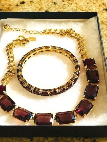 Kate Spade Rose Crystal Necklace & Matching Bangle Bracelet