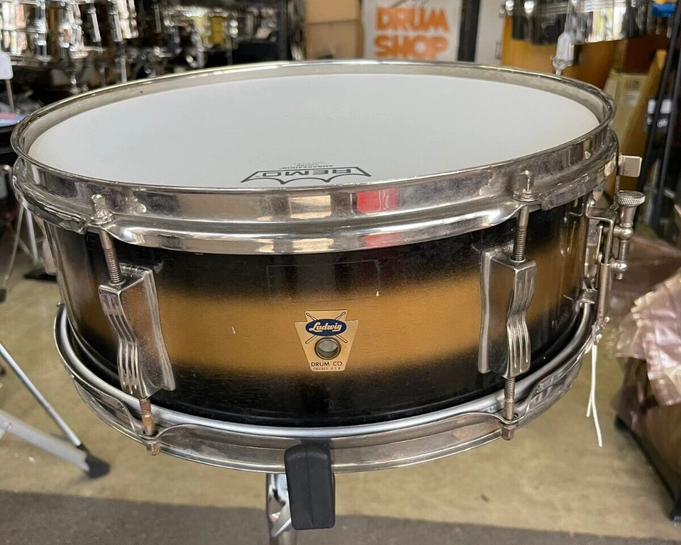 Предсерийный номер начало 60-х Ludwig 491 Pioneer Duco малый черный и золотой 5 дюймов x 14 дюймов - Изображение 1 из 4