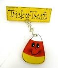 Trick Or Treat Halloween Pin Candy Corn wood primitive brooch jewelry