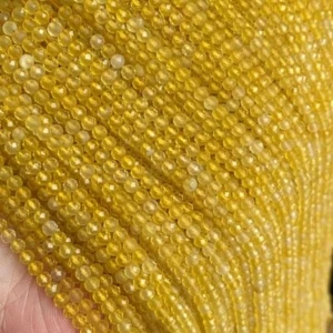 2/3/4 mm Echte Natürliche Funkelnde Mikro Rund Facettiert Gelber Achat Stein Perlen - Bild 1 von 6