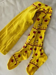 NEW GAP Girls Sz Small Yellow Cotton Blend Apple Tights Socks NEW - Picture 1 of 6