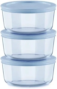 Pyrex Simply Store Round Tinted Glass Food Storage 6-Piese Set, Blue, 2 Cup - Picture 1 of 1