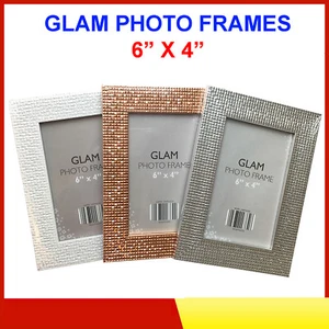 Glam Metallic Chic Free Standing & Hanging Portrait Picture Photo Frame 6" x 4" - Picture 1 of 5