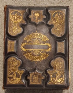 Antique Victorian Complete Domestic Holy Bible Illustrated Old New Testaments - Bild 1 von 20