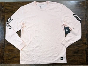 Hurley x Carhartt Mens L Logo Long Sleeve T-shirt Pale Pink Heavy Duty Wash NEW - Picture 1 of 12