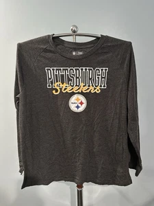 Women's Pittsburgh Steelers Large Gray T-shirt Sleep Shirt Pajama Long Sleeve * - Picture 1 of 3