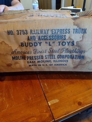 Vintage 1950 Buddy “L” Railway Express Truck Nº. 3753 com caixa original - Imagem 1 de 4