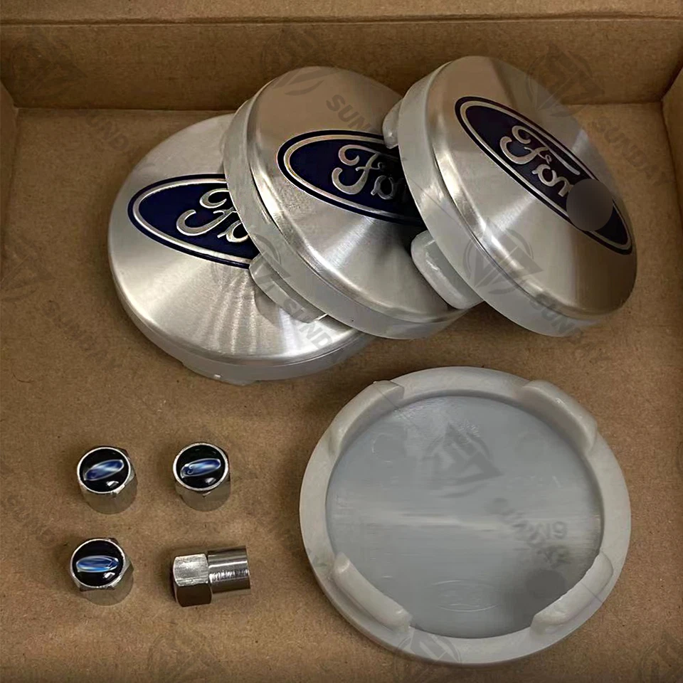 4Pcs Wheel Center Caps 2-1/8" Blue on Silver Hubcaps Rim Emblem For 54mm Foto 1 de 4