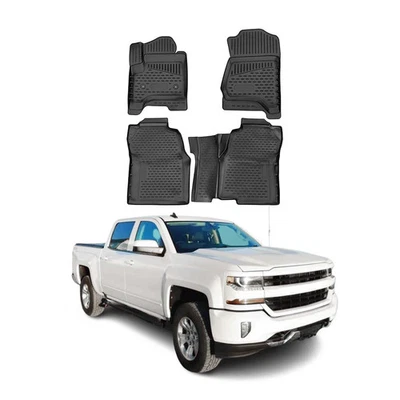 2014-2019 Chevrolet Silverado 1500 2500 3500 HD Crew Cab Floor Mats Liners Full  - Image 1 of 4
