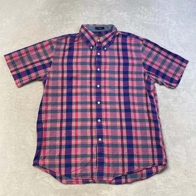 Camisa Pendleton Para Hombres Mar A Cuadros Abotonada Manga Corta Púrpura Rosa Foto 1 de 4