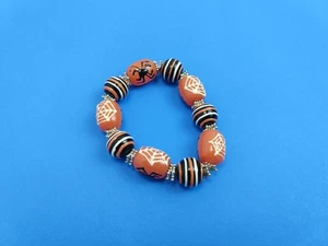 Bracciale Angela Moore in vetro dipinto con perline Halloween ragnatela - Foto 1 di 5