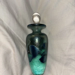 UNUSUAL VINTAGE ROBERT HELD FACETED IRIDESCENT CANADIAN ART GLASS PERFUME BOTTLE - Picture 1 of 7