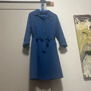 Vintage 1960’s Sears Blue Tranch Coat With Lining Women’s Size Small - Picture 1 of 10