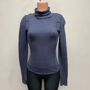 We the Free People Blue Long Sleeve Turtleneck Pullover Everyday Layering Top XS - Picture 1 of 7