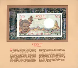 Most Treasured Banknotes Djibouti 1979 500 Francs P-36a UNC V.1 2007 Birthday - Picture 1 of 2