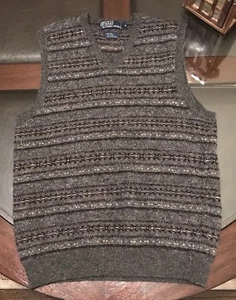 Gilet Ralph Lauren Gent’s Fair Isle taglia small lana, capelli cammello e grigio alpaca nuovo - Foto 1 di 4