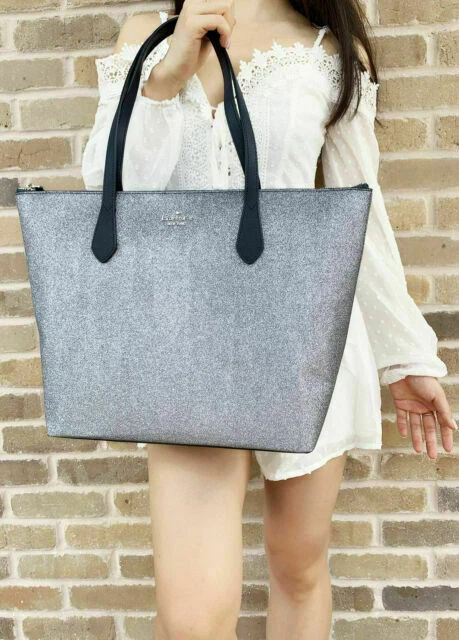 kate spade new york WKRU6278 Joeley Glitter Large Tote Handbag - Dusk Navy
