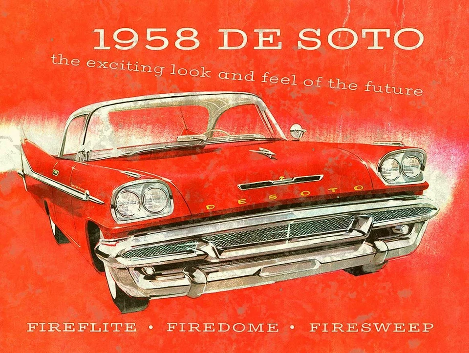 Desoto Fireflite 1958 Firedome Fireweep Heavy Duty hecho en EE. UU. METAL ADV signo Foto 1 de 1