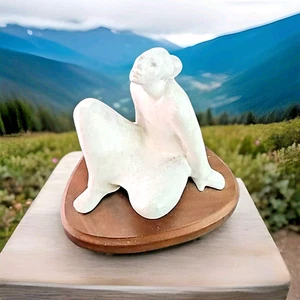 Shirley Thomson Smith Sculpture Native American Woman #38 bronze white on wood - Picture 1 of 18