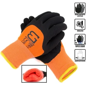 Safety Winter Insulated Double Lining Rubber 3/4Coated Work Gloves -BGWANS3/4-OR - Picture 1 of 5
