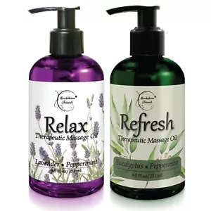 Therapeutic Massage Oil Set – Lavender, Peppermint & Eucalyptus Essential Oils - Picture 1 of 10