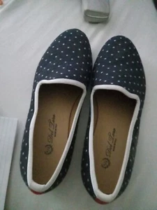 Del Toro Navy Geometric Pattern Slip On Casual Loafers Sz 9.5 Made In Italy - Picture 1 of 3