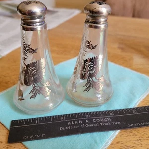 4" Sterling ziseliert Salz & Pfeffer Halter mit aufwendigem wunderschönem Blumenmuster - Bild 1 von 4