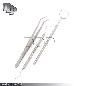 Dental Basic 2 Set (Tweezer,Probe & Mouth Mirror Handle),Surgical Instru PR-0084 - Picture 1 of 3