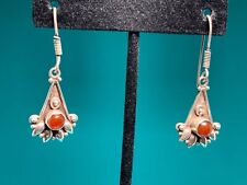 🌸  Ladies 925 Sterling Silver Carnelian Stone French Wire Earrings (E9) 🌸 