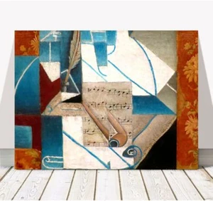 JUAN GRIS Art - Pipe & Pen CANVAS PRINT 24x18" - Cubist, Cubism, Music Notes - Picture 1 of 1