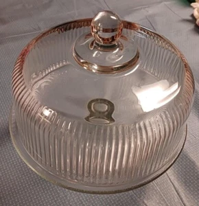 Vintage Anchor Hocking MONOCO Ribbed Glass Dome & Pedestal Cake Plate / Punch - Picture 1 of 8