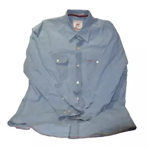 Orvis Light Wash Denim Shirt Large Collared Fly Fishing Embroidery Vintage - Picture 1 of 7