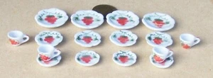 Juego de platos para casa de muñecas cerámica motivo uva roja 16 piezas pintado a mano TS31 tumdee - Imagen 1 de 7