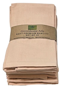 Grownhome Arts Cloth Dinner Napkin Set of 12 Soft 18" x 18" Peach Cotton / Linen - Picture 1 of 6