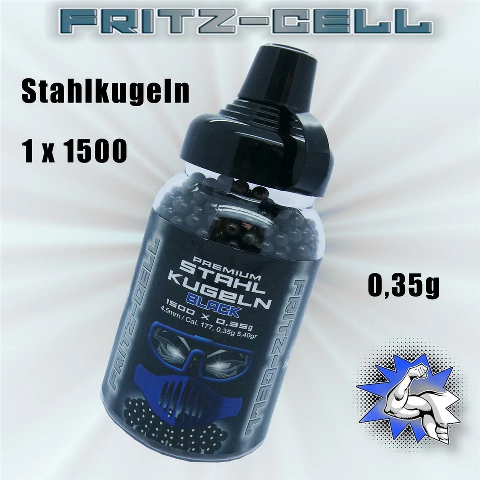 1 x Fritz-Cell 1500 Stahlkugeln 4,5 mm, Schwarzbeschichtete BB´s, Rundkugel