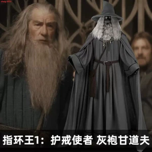 El Señor de los Anillos Gandalf Cosplay Disfraz Conjunto Halloween Gris Bata Traje - Imagen 1 de 24