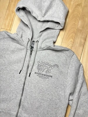 RARO EXCLUSIVO Hodag Rhinelander Wisconsin Northwoods Moletom com Capuz Cinza Zíper Completo; Médio - Imagem 1 de 4
