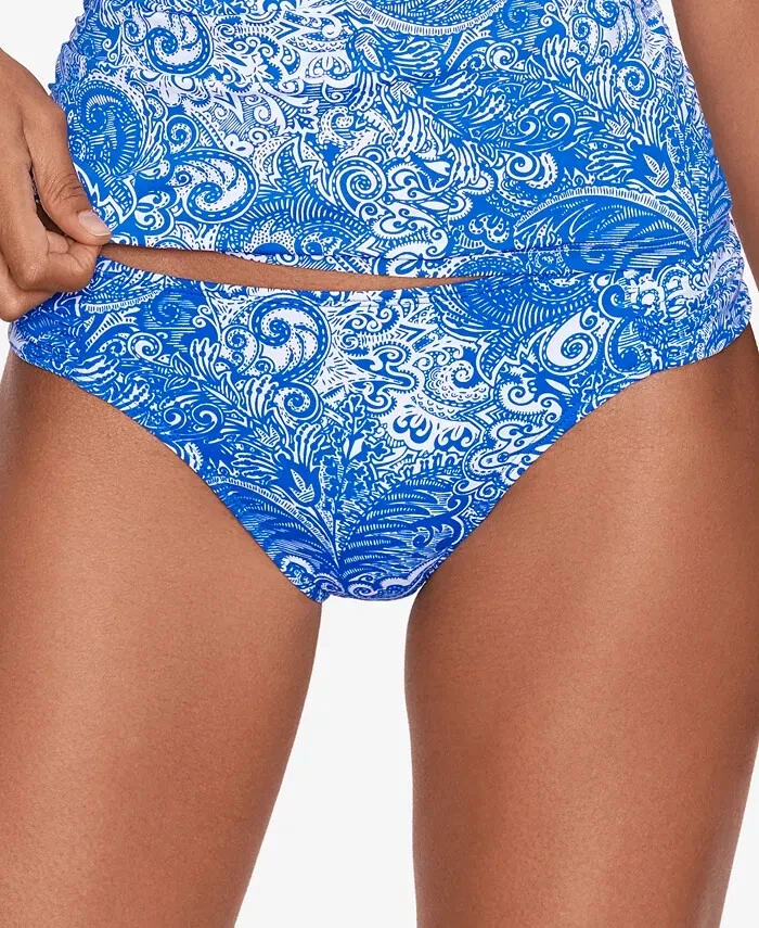 Lauren Ralph Lauren Women's Side-Tab Hipster Bikini Bottom Swimwear Blue 12