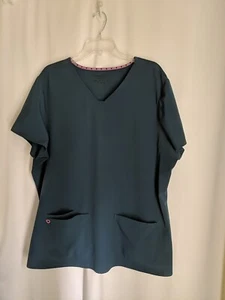 Heartsoul Scrub Top Uniform Womens 3XL Blue Hearts - Picture 1 of 9