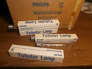 LOT/4 PHILIPS/WESTINGHOUSE 25T6 1/2 TUBULAR LAMP CLEAR 115-125V,USA,NOS - Picture 1 of 3