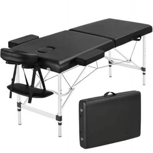 3 Section 84"Portable Adjustable Aluminum Massage Table for SPA Treatments Black - Picture 1 of 13