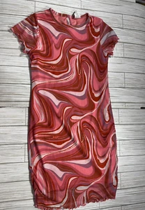Art Class Girls Bodycon Dress - Size L  (10-12)- Multicolor Abstract Mesh - Picture 1 of 2