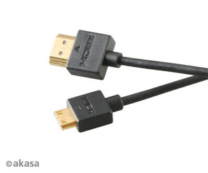Akasa AK-CBHD13-20BK Proslim Super High Speed HDMI to Mini HDMI Cable 2M