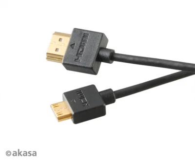 Akasa AK-CBHD13-20BK Proslim Super High Speed HDMI to Mini HDMI Cable 2M - Image 1 of 2