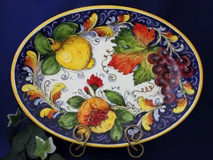Piatto da portata ovale ceramica italiana limoni uva frutta Toscana Italia - Foto 1 di 6