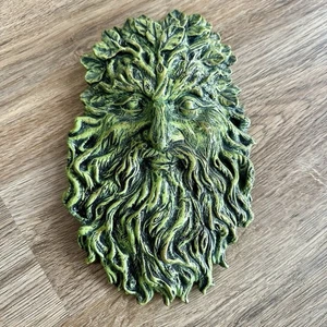 Grüner Mann hängende Wandrelief heidnischer Baum Geist Gartendeko Ornament Harz - Bild 1 von 5