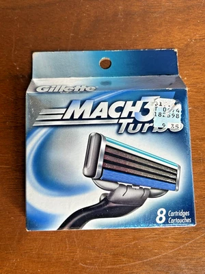 2001 Gillette Mach 3 Turbo Rasierer Patronen 8 Stück Vintage NOS Neu Versiegelt - Bild 1 von 2