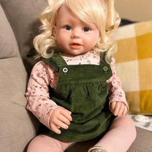 Assembled 28" Painted Reborn Baby Doll Toddler Girl Yellow Hair Cloth Body Gift - Picture 1 of 4