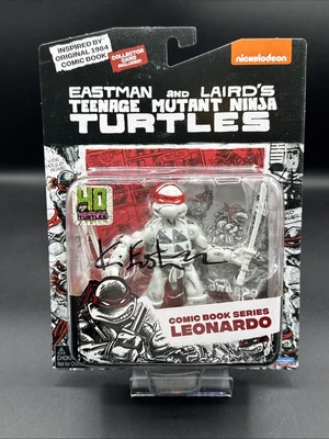 TMNT Ninja Turtles Leonardo B&W Comic Book Series Playmates SIGNED KEVIN EASTMAN - Image 1 of 4